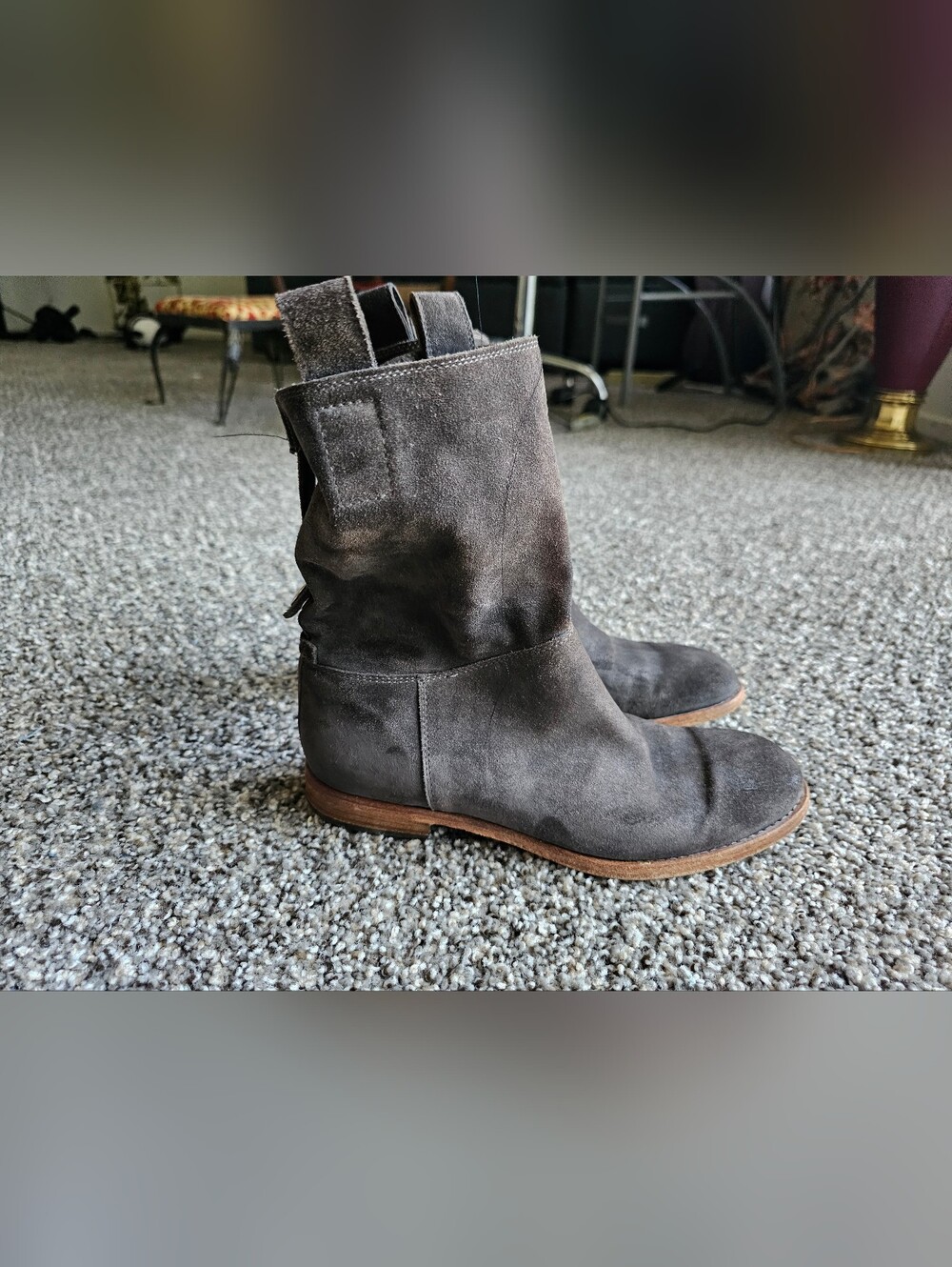 ALBERTO FERMANI Men's Suede Pull-On Boots in Dark Gray